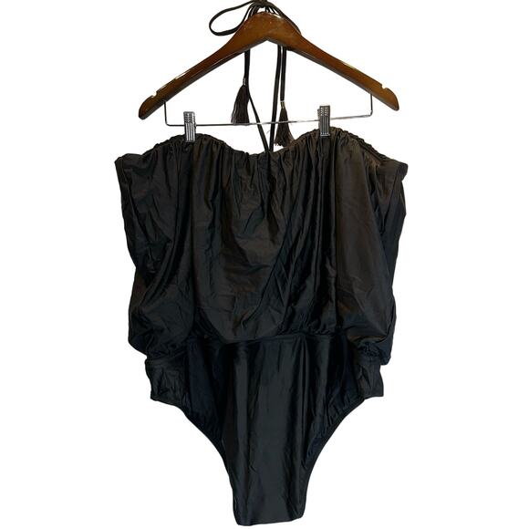 J. Crew Black Draped Blouson One Piece Swim Suit Bathing Size 24 NWT - Picture 3 of 4